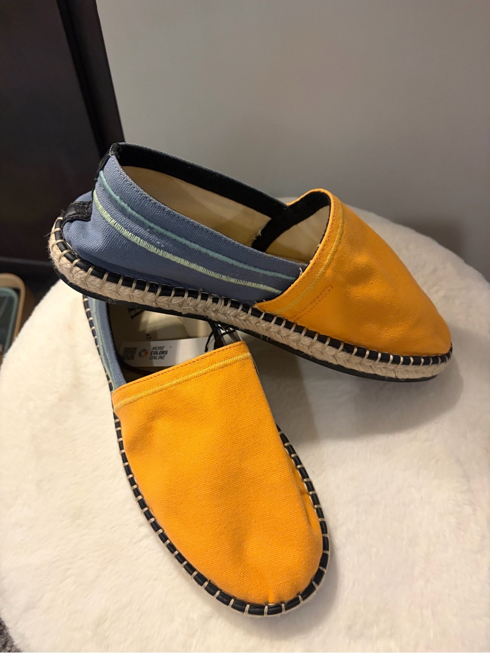 Zara Men Yellow & Light Blue Canvas Slip-On Espadrilles